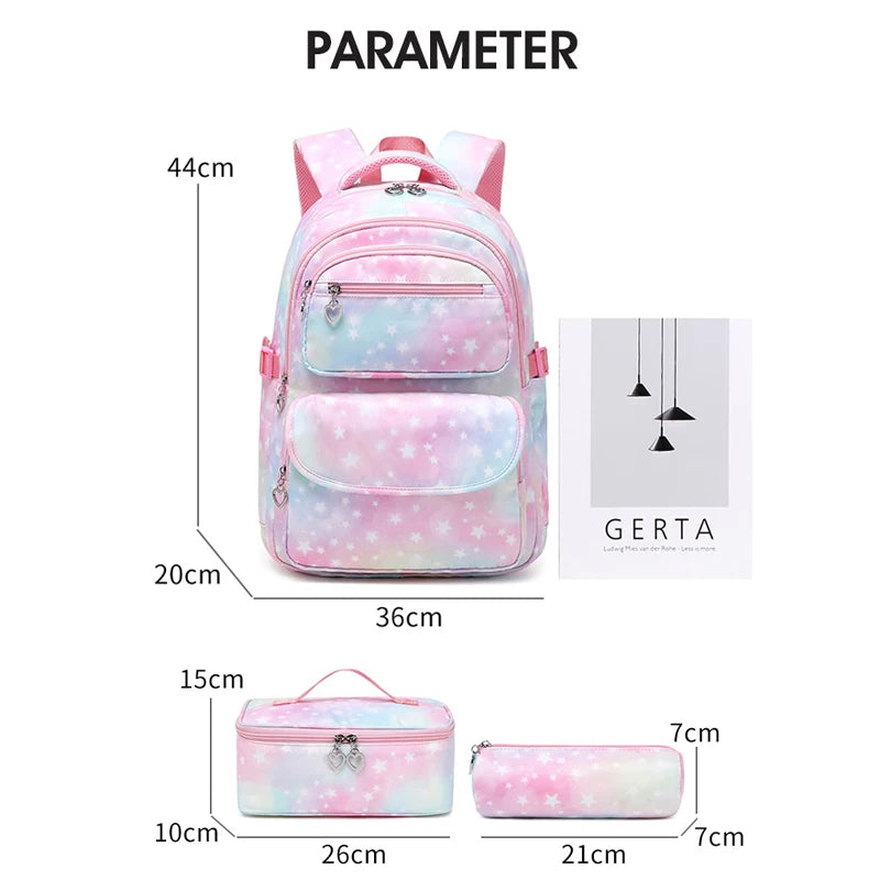 3 Pcs/Set School Bags for Child School Backpacks For Teenager Girls Pink Students Backpack Lunch box With pencil Case