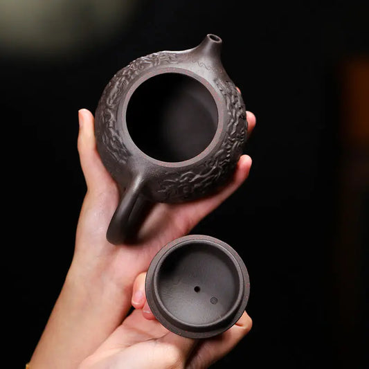 300ml Chinese Yixing Handmade Purple Sand Pot Teapot Home Kung Fu Tea Set Embossed Dragon Teapot