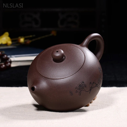 300ml Tradition Yixing Purple Clay Teapot Classic Zhu Mud Xishi Tea Pot Ball Hole Filter Beauty Tea Kettle Chinese Zisha Teaware