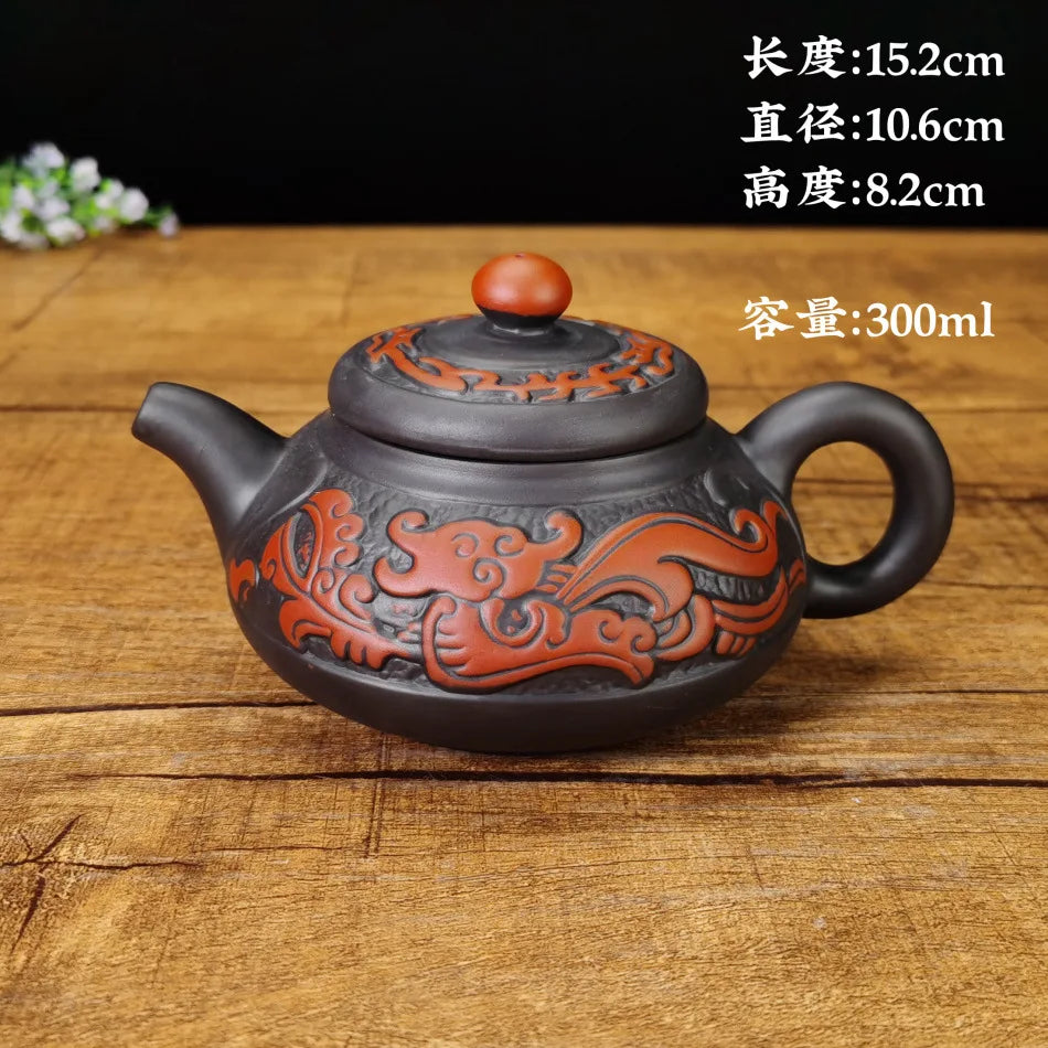 300ml Yixing Raw Ore Household Teapot Handmade Large Capacity Tea Making Device Ceramic Purple Sand Kung Fu Tea Set China