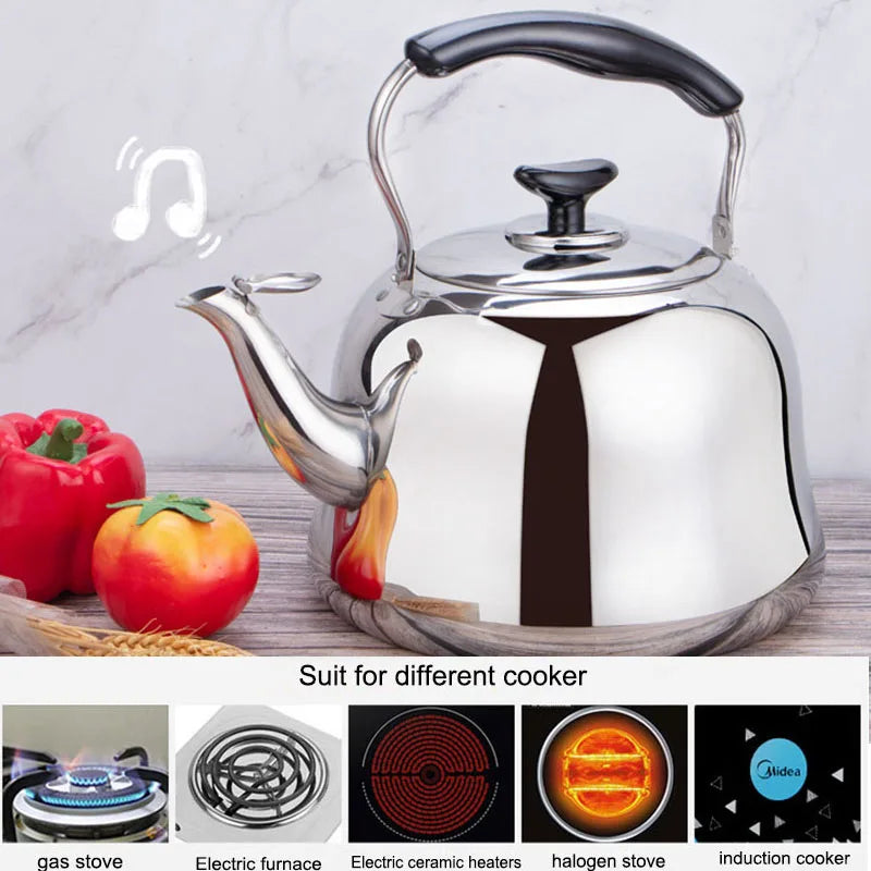 304 Stainless Steel Whistling Kettle Gas Induction Cooker Water Pot Household Gas Kettle Creative Teapot 1.5/2/3/4/5/6L