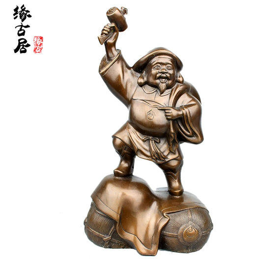 30CM large -Japan home Temple lobby efficacious Protection talisman bronze big night God of wealth FENG SHUI statue