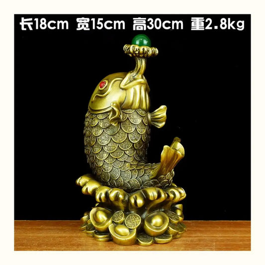 30CM large Southeast Asia HOME Company SHOP Efficacious Talisman GOOD LUCK Recruit Money Golden Fish FENG SHUI copper statue
