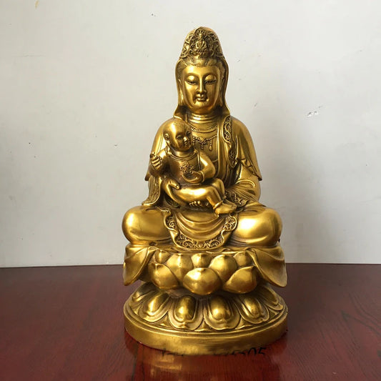30CM large- home Porch lobby Blessing the pregnancy children health safety efficacious Protection COPPER Songzi Guanyin statue