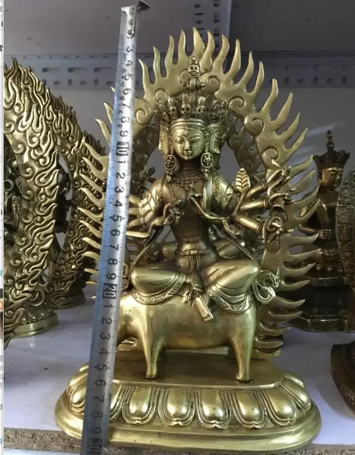 30cm Chinese Buddhism Pure Bronze Marici Boddhisattva Ride Pig God Goddess Statue