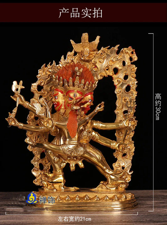 30cm TALL## home family bless Safety Health Talisman # Tibet efficacious Protection Nepal Gold-plated Hayagriva Buddha statue