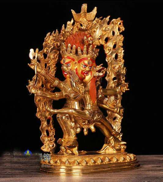 30cm large # GOOD -Buddhism # bless Safety Health Talisman #efficacious Protection Nepal Gold-plated Hayagriva buddha statue