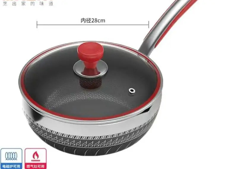 316 Stainless Steel Non-Stick Pan for Induction Cooker and Gas Stove, Dual-Use Pans for Frying and Cooking