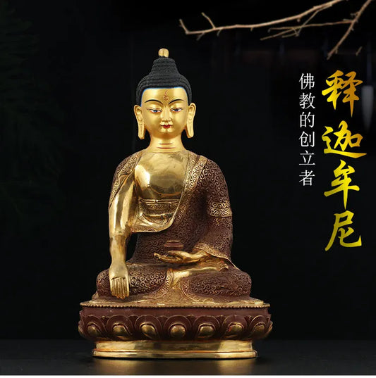31CM LARGE wholesale buddha statue # Tibetan Buddhism Sakyamuni Amitayus the Buddha Gold-plated brass statue HOME Talisman