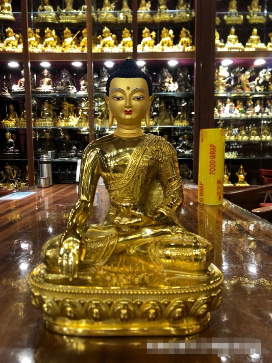 31CM large Tibet Nepal high grade gilding brass Shakyamuni Amitabha Buddha statue home temple bless safe health good luck