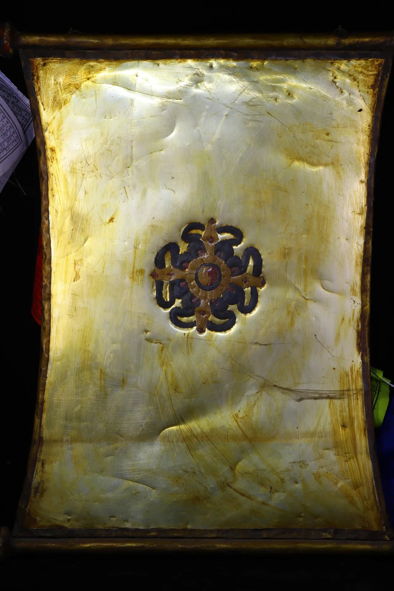 31 "مجموعة معبد التبتية القديمة البرونزية تتبع التنين اللعب الخرز Vajra Bodhisattva Thangka Yuncheng شنق الشاشة قاعة العبادة