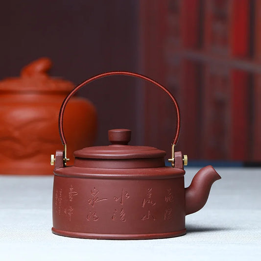 320cc Genuine Purple clay large teapot interior filter teaset with handle Yixing teapot