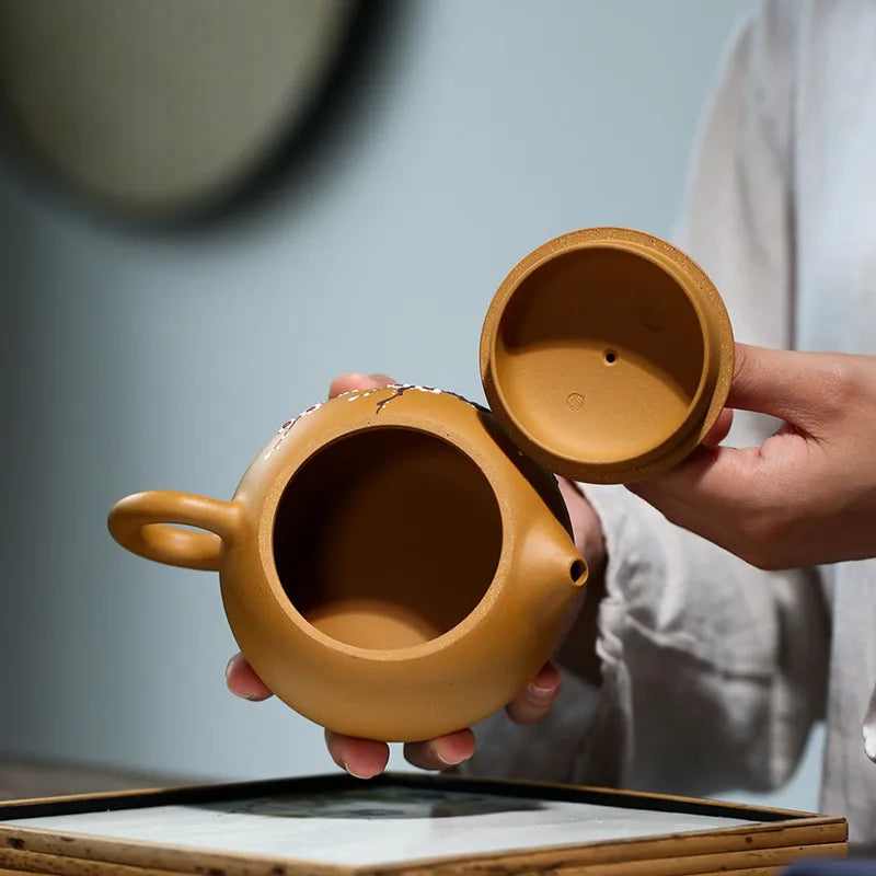 320ml Yixing Purple Clay Xishi Teapots Raw ore Golden Section Mud Plum blossom Tea Pot Kettle Chinese Handmade Zisha Teaware