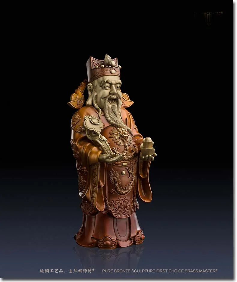 32CM Large Global Limited Edition thriving business Good luck CAI SHEN God of wealth brass Sculpture home office Ornament gift