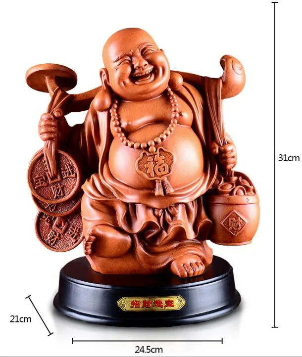 32cm Resin feng shui smiling Buddha statues Maitreya arts and crafts home decoration statue Buddha hall supplies