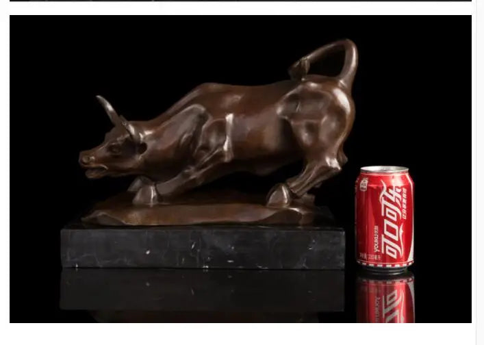 35CM # Company OFFICE efficacious Mascot crafts stock market cattle Good luck FENG SHUI brass Fortune cattle statue Sculpture