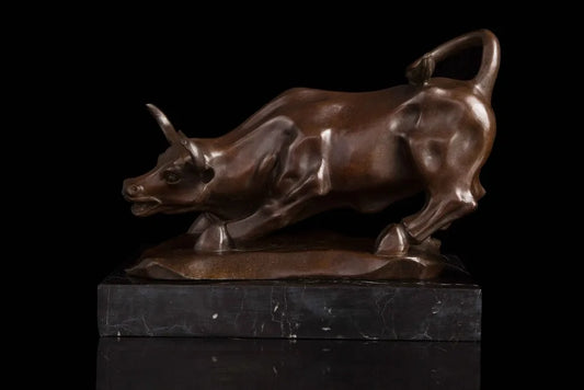 35CM # Company OFFICE efficacious Mascot crafts stock market cattle Good luck FENG SHUI brass Fortune cattle statue Sculpture
