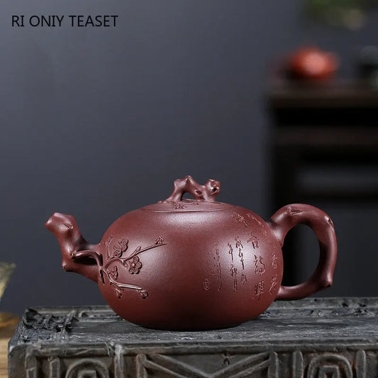 360ml Yixing Large Capacity Purple Clay Teapots Famous Handmade Plum Blossom Pattern Tea Pot Beauty Kettle Chinese Zisha Tea Set