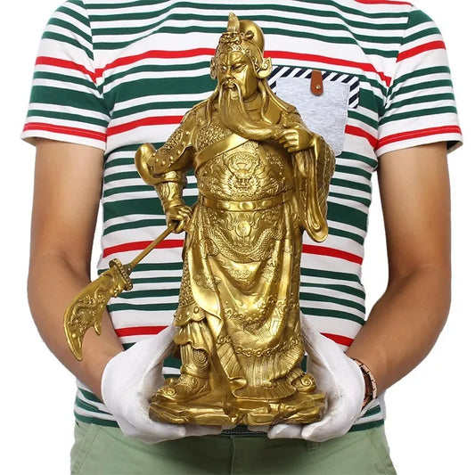 37 CM GOOD LUCK home shop efficacious Talisman Protection Money Drawing Martial god of wealth guan gong Guandi brass statue
