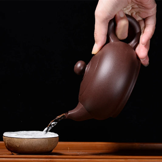370ml authentic yixing zisha tea pot ball shaped infuser holes mountain river pattern carved pot marked engraved kungfu teapots