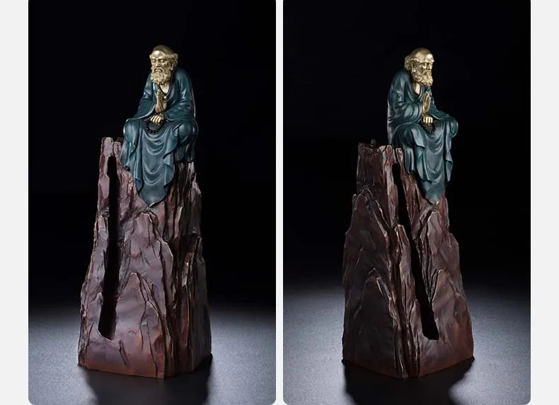 37CM large home office living room Elegant Chan Taoism art India Damo Master Bodhidharma Decorate Buddha statue brass Sculpture