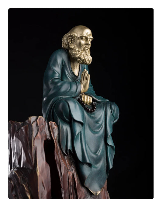 37CM large home office living room Elegant Chan Taoism art India Damo Master Bodhidharma Decorate Buddha statue brass Sculpture