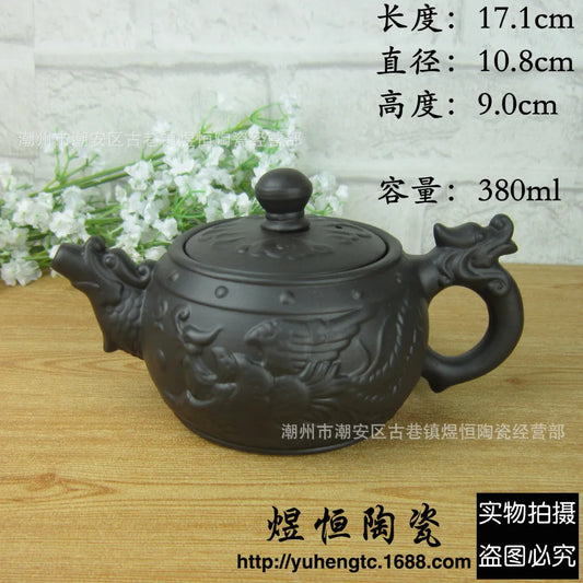 380cc Yixing Large Capacity Purple clay Pot Hand Made Large Chinese Clay Teapot Tea Cup Household Ceramic Kettle