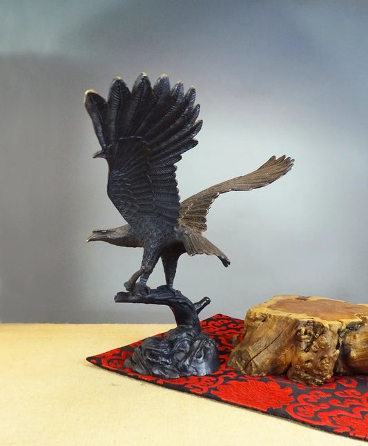 38CM LARGE # TOP ART # 2022 office home shop Magic company Desk TOP decorative bronze Eagle bird ART work statue Mascot