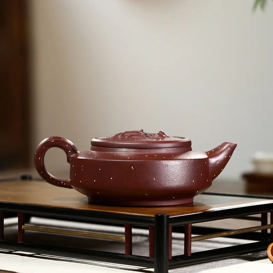390ml Yixing Purple Clay Teapot Master Hand Carved Xishi Tea Pot Ball Hole Filter Kettle Chinese Authentic Zisha Tea Set