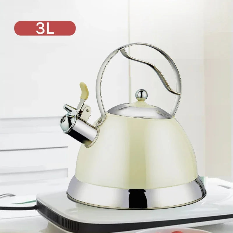 3L High Quality Whistle Teapot Rust Stainless Steel Gas Electric Stove Kettle Water Teapot Camping Portable Heating Teapot