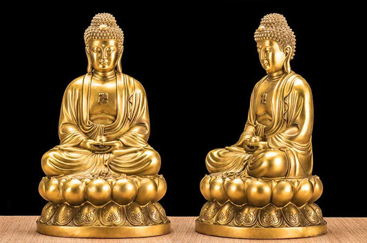 3P -26CM Sakyamuni Ksitigarbha GUANYIN THREE Buddha figures HOME family Protection feng shui copper Sculpture statue