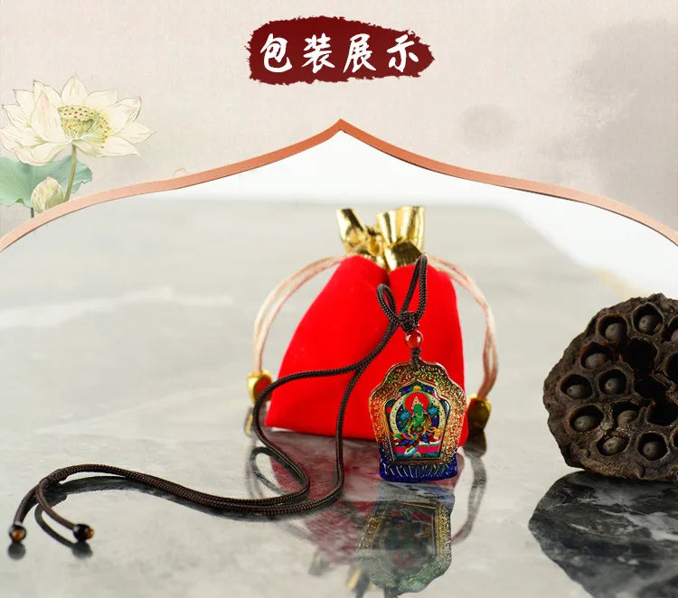 3PCS # GOOD -Buddhist pocket travel efficacious Mascot # Green Tara Guru Padmasambhava Bodhisattva Buddha Crystal Pendant Amulet