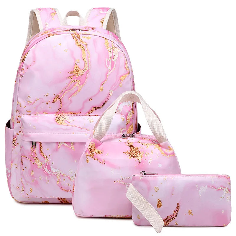 3pcs School Bags for Teenagers Girls School Backpack Set Backpack Cute Book Bag Waterproof School bag With Lunch bag Pencil case