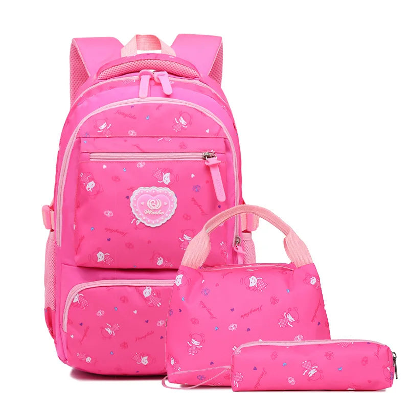 3pcs/set children school bags girls orthopedic schoolbags kids princess backpack primary school backpacks Pencil case mochila