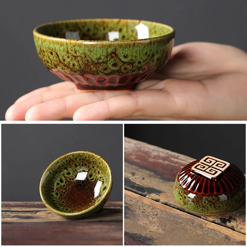 4 Pcs/set Chinese Ceramic Teacup Master Tea Bowl Personal Single Cup Drinkware Home Handmade Tea Set Kiln Change Teacups