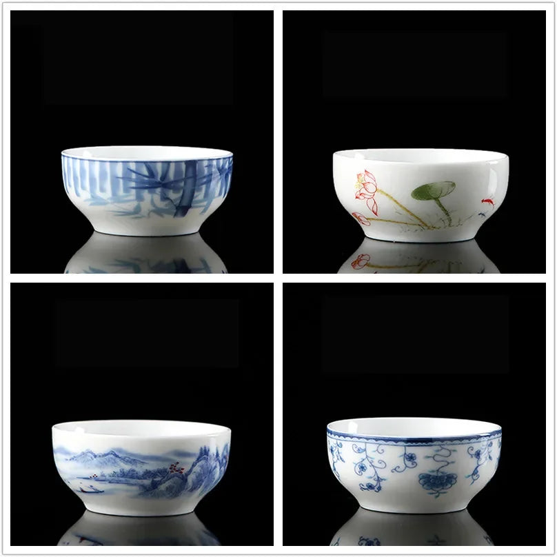 4 pcs/lot Jingdezhen Blue and white porcelain Tea cup Handmade small single cup Tea bowl Master Cup Teaware accessories 40ml