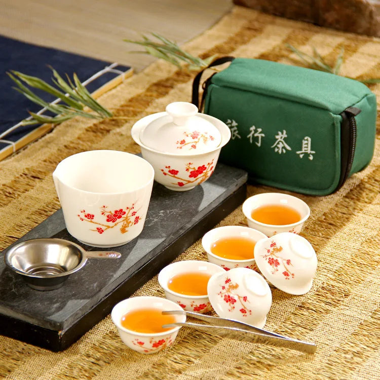 4 style Travel Tea Set Chinese Portable Ceramic Bone China teaset Gaiwan Teacup Porcelain Tea Cup The Kung Fu Outdoor Teapot Set