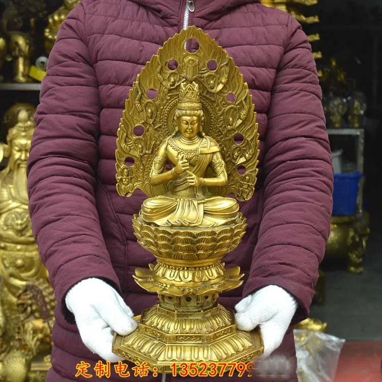 40CM LARGE Asia home shop hall efficacious Talisman bless Safe Good luck Tathagata Vairocana RU LAI Buddha BRASS statue