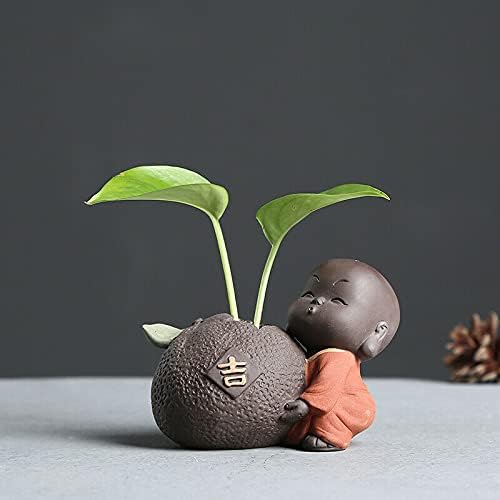 Acxico 1Pcs Yixing zisha Tea pet Lovely Home Decoration Mini vase Creative Tea Play Monk