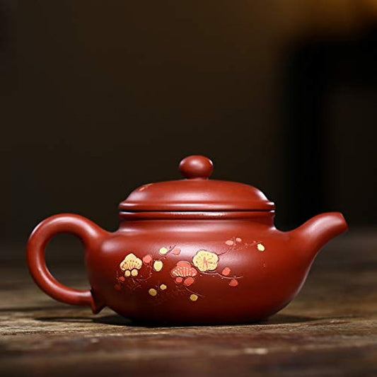 Zisha Teapot 8.8 Oz Yixing Clay Handmade Teapot with Filter,Chinese Kung Fu Tea Maker - Fanggu