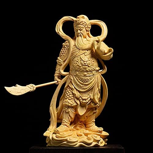 WJCRYPD Buddha Wood Dedicated Door Gavin Vedas Buddha Statue Guan Yu Ornaments Guan Gong Guardian Statue Wood Carving Home Decor Buddha Statue SurongL (Color : Light Green)