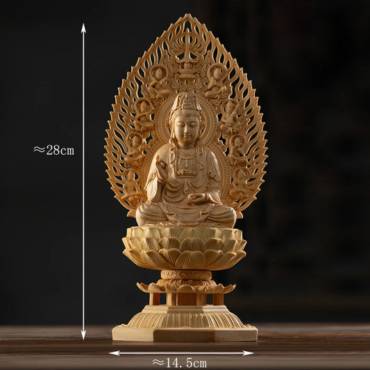 43cm Solid wood large Guanyin statue Modern art hand-carved Chinese Buddha Statue Home Feng Shui Decoration Statue