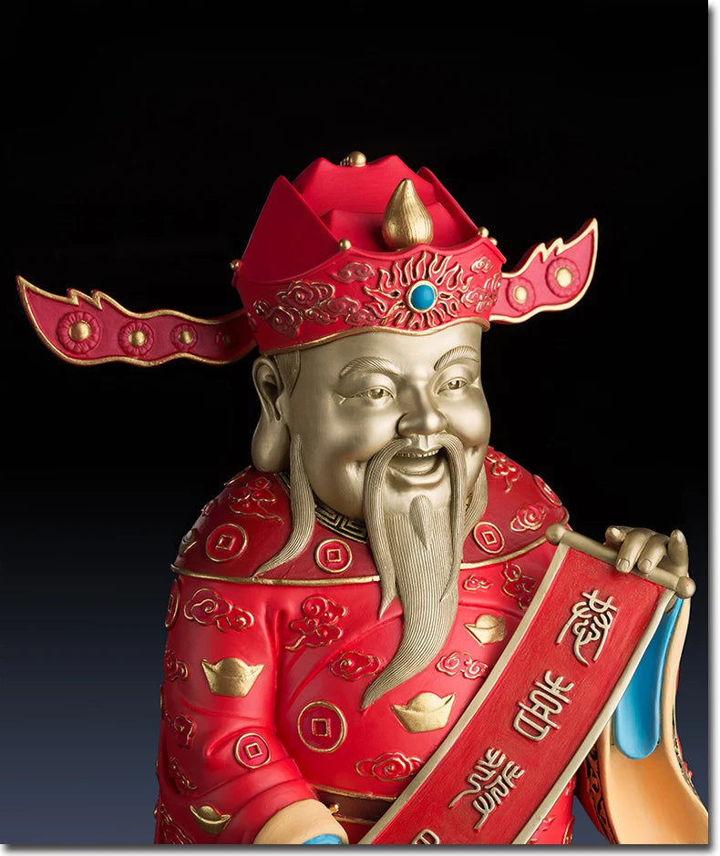 44CM Large Global Limited Edition thriving business Good luck CAI SHEN God of wealth brass Sculpture home office Ornament