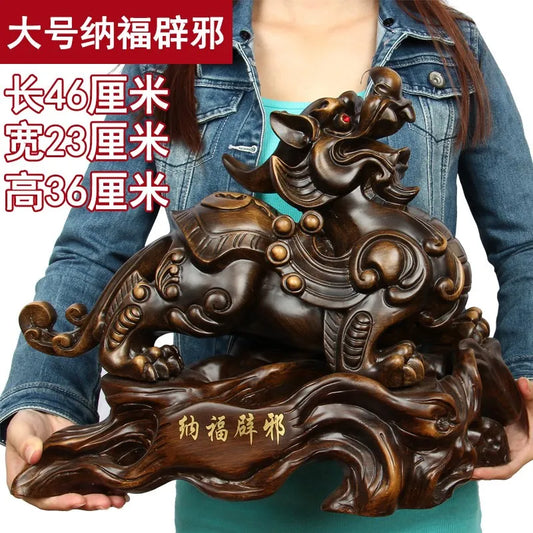 45CM huge#TOP efficacious Mascot- Company home hall Lobby The entrance-hall Inviting money wealth dragon PI XIU FENG SHUI statue
