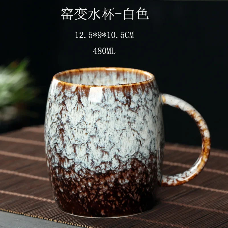 480ml Big China Ceramic Mug Kiln Change Coffee Cup Porcelain Water Cups Pottery Tea Mugs Gift Wholesale Drinkware With Handle