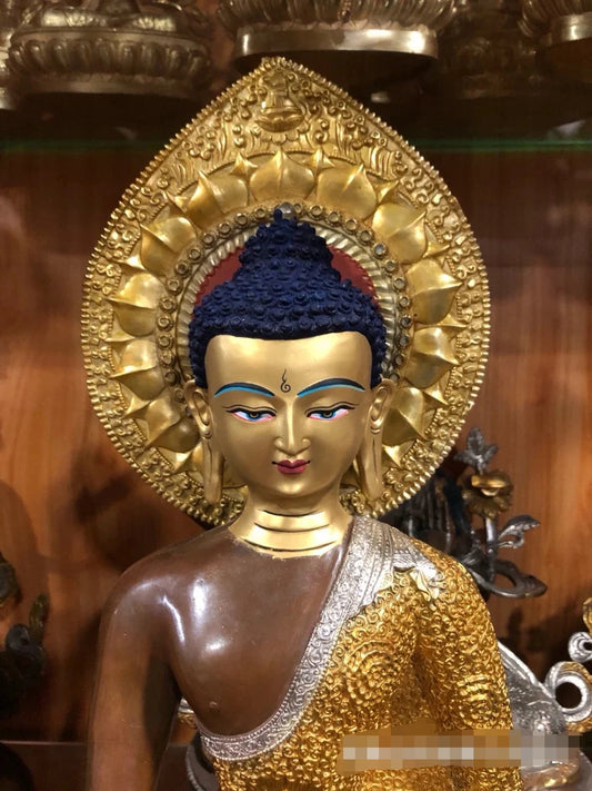 48CM large Asia Buddhism home temple bless safe health good luck high grade gilding brass Shakyamuni Amitabha Buddha statue