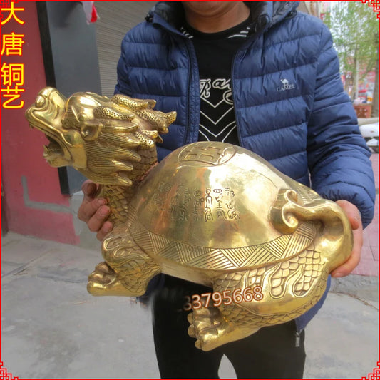 49CM Huge -home Porch lobby TOP efficacious Protection Mascot thriving business Gold Dragon Fish Arowana FENG SHUI statue