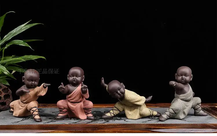 4P #office store company home Desk bookshelf BEST ART statue- CHAN DAO Monk "CHINESE GONGFU" ceramics Porcelain Buddha ART