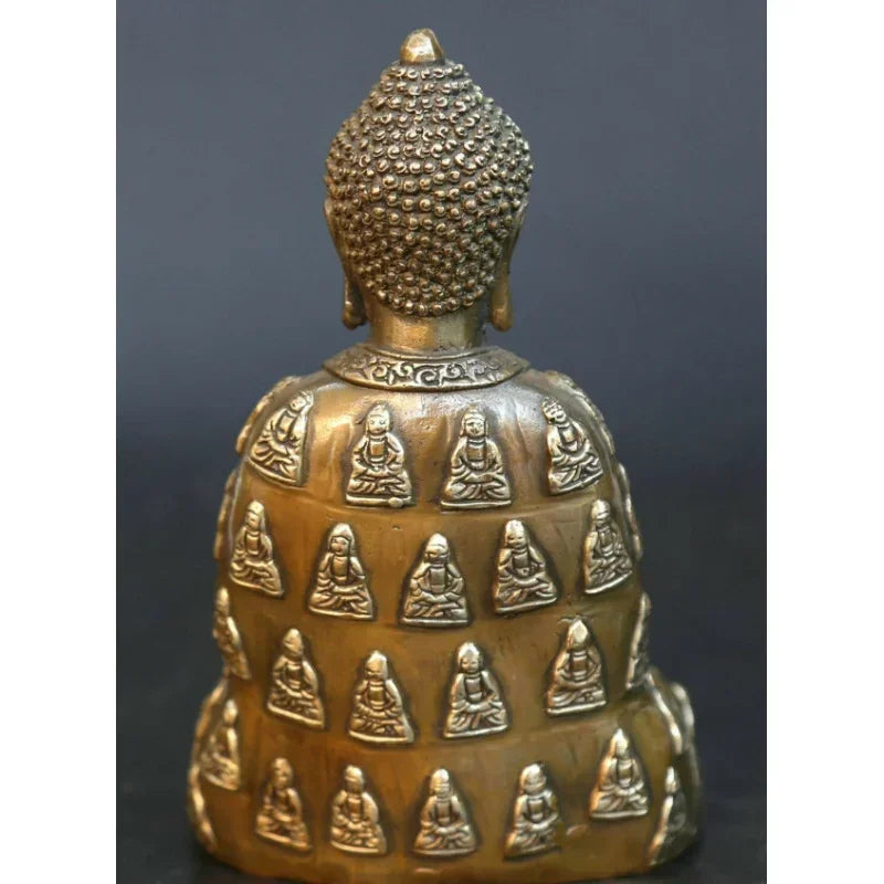 5.7" Chinese Feng Shui Buddhism Bronze Sakyamuni Amitabha Buddha Statue Wealth Statue