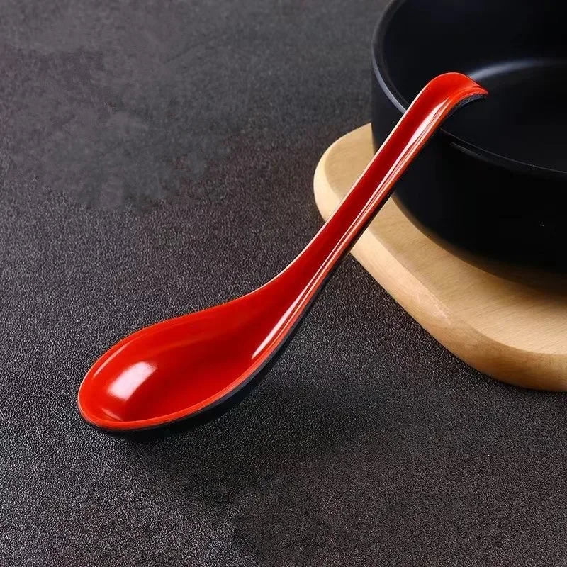 5 pcs Soup Spoons Japanese Rice Spoons Melamine Spoon Sauces Soup Spoon Porridge Spoon Ramen Pho Wonton Dumpling